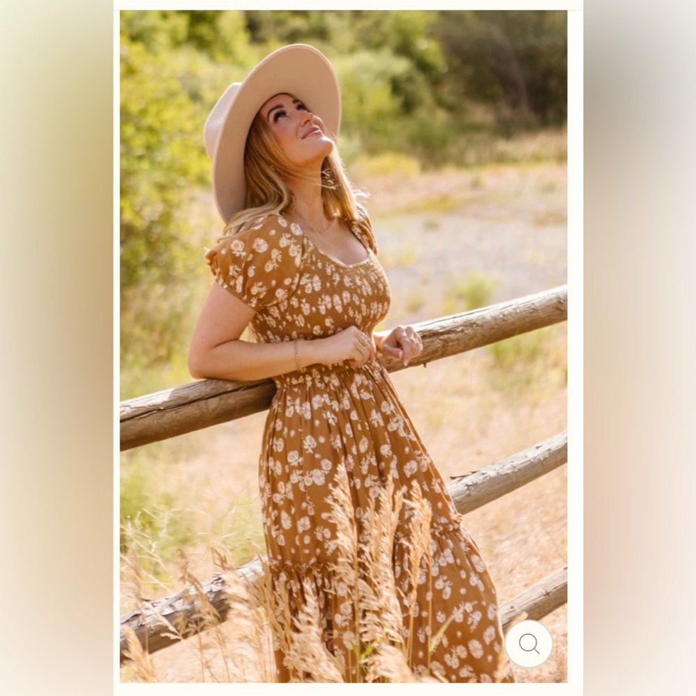 Ivy City Co Sienna Brown Floral Dress XS